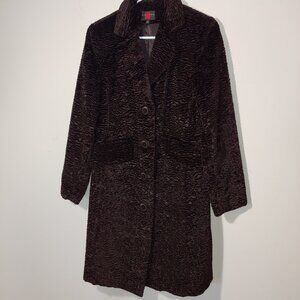 Gallery Faux Fur Lined Notched Collar Coat Size S Espresso Brown